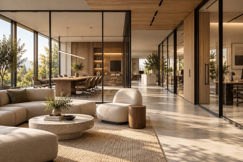 Bureaux lumineux avec salle de réunion vitrée